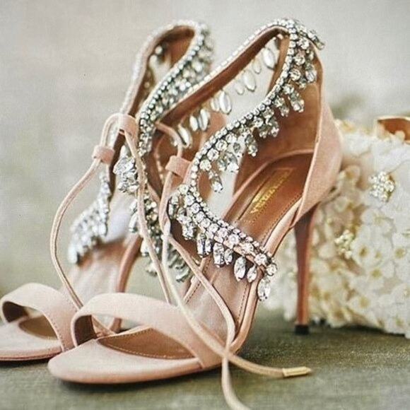 Aquazzura Milla Jewel 105 Suede Nude - Picture 14 of 14